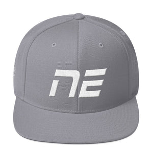 Nebraska - Flat Brim Hat - White Embroidery - NE - Many Hat Color Options Available