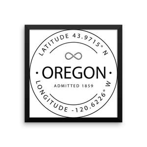 Oregon - Framed Print - Latitude & Longitude
