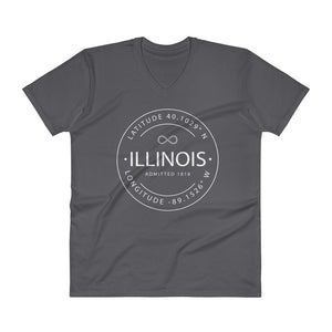 Illinois - V-Neck T-Shirt - Latitude & Longitude