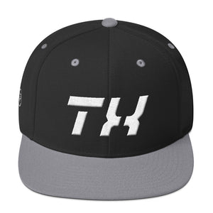 Texas - Flat Brim Hat - White Embroidery - TX - Many Hat Color Options Available