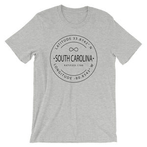 South Carolina - Short-Sleeve Unisex T-Shirt - Latitude & Longitude