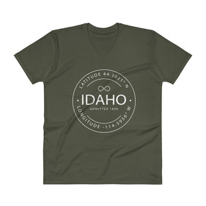 Idaho - V-Neck T-Shirt - Latitude & Longitude