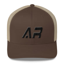 Arkansas - Mesh Back Trucker Cap - Black Embroidery - AR - Many Hat Color Options Available
