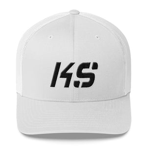 Kansas - Mesh Back Trucker Cap - Black Embroidery - KS - Many Hat Color Options Available