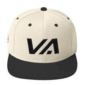 Virginia - Flat Brim Hat - Black Embroidery - VA - Many Hat Color Options Available