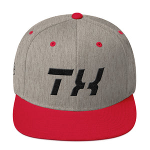 Texas - Flat Brim Hat - Black Embroidery - TX - Many Hat Color Options Available