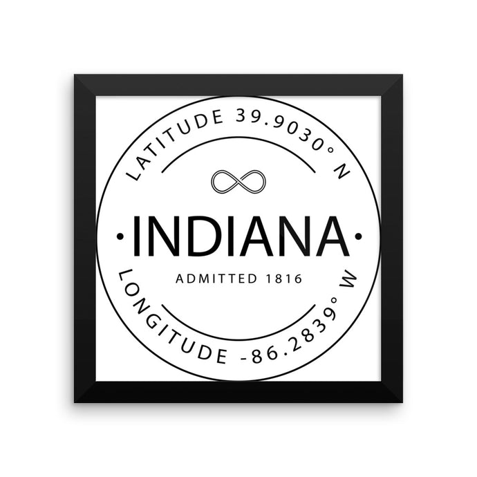 Indiana - Framed Print - Latitude & Longitude