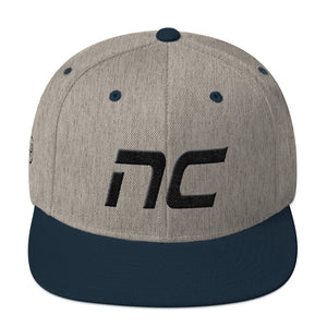North Carolina - Flat Brim Hat - Black Embroidery - NC - Many Hat Color Options Available