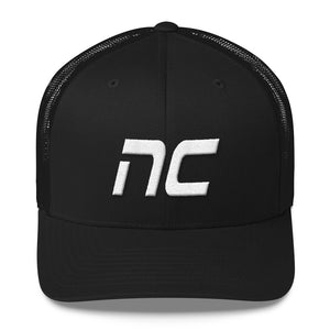 North Carolina - Mesh Back Trucker Cap - White Embroidery - NC - Many Hat Color Options Available
