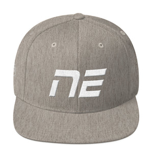 Nebraska - Flat Brim Hat - White Embroidery - NE - Many Hat Color Options Available