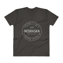 Nebraska - V-Neck T-Shirt - Latitude & Longitude
