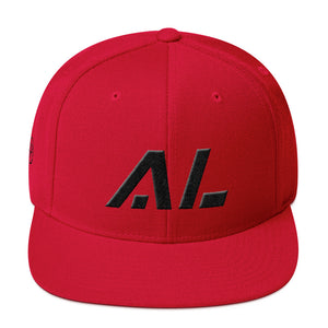 Alabama - Flat Brim Hat - Black Embroidery - AL - Many Hat Color Options Available