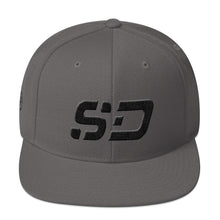 South Dakota - Flat Brim Hat - Black Embroidery - SD - Many Hat Color Options Available