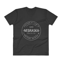 Nebraska - V-Neck T-Shirt - Latitude & Longitude