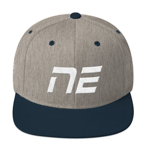 Nebraska - Flat Brim Hat - White Embroidery - NE - Many Hat Color Options Available