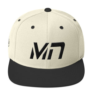 Minnesota - Flat Brim Hat - Black Embroidery - MN - Many Hat Color Options Available