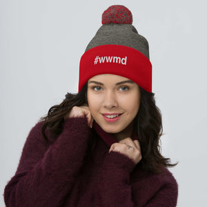 Margo's Collection - #wwmd (what would Margo do) - White Embroidery - Pom-Pom Beanie - Different hat colors available