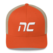 North Carolina - Mesh Back Trucker Cap - White Embroidery - NC - Many Hat Color Options Available