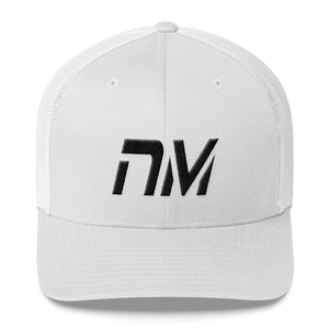 New Mexico - Mesh Back Trucker Cap - Black Embroidery - NM - Many Hat Color Options Available