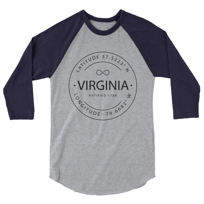 Virginia - 3/4 Sleeve Raglan Shirt - Latitude & Longitude