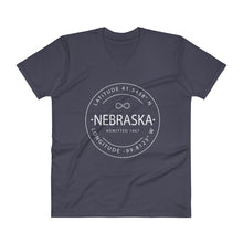 Nebraska - V-Neck T-Shirt - Latitude & Longitude