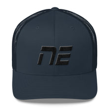 Nebraska - Mesh Back Trucker Cap - Black Embroidery - NE - Many Hat Color Options Available