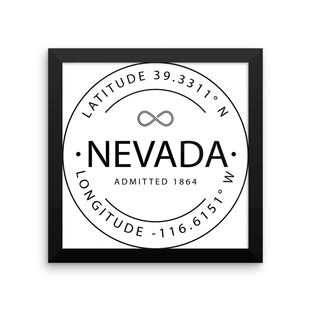 Nevada - Framed Print - Latitude & Longitude