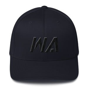 Washington - Structured Twill Cap - Black Embroidery - WA - Many Hat Color Options Available