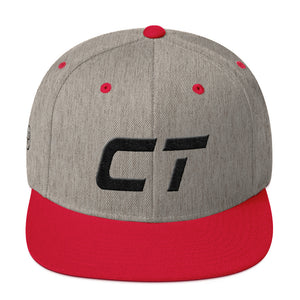 Connecticut - Flat Brim Hat - Black Embroidery - CT - Many Hat Color Options Available