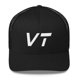 Vermont - Mesh Back Trucker Cap - White Embroidery - VT - Many Hat Color Options Available
