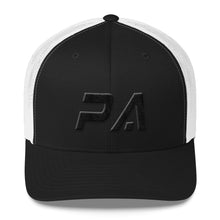Pennsylvania - Mesh Back Trucker Cap - Black Embroidery - PA - Many Hat Color Options Available