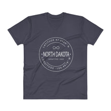 North Dakota - V-Neck T-Shirt - Latitude & Longitude