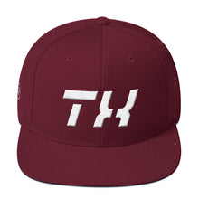 Texas - Flat Brim Hat - White Embroidery - TX - Many Hat Color Options Available