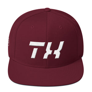 Texas - Flat Brim Hat - White Embroidery - TX - Many Hat Color Options Available