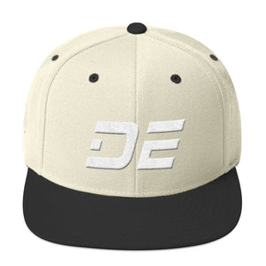 Delaware - Flat Brim Hat - White Embroidery - DE - Many Hat Color Options Available