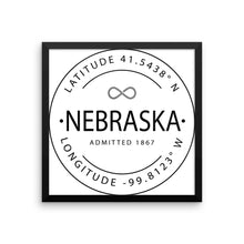 Nebraska - Framed Print - Latitude & Longitude