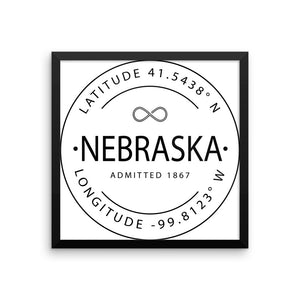 Nebraska - Framed Print - Latitude & Longitude