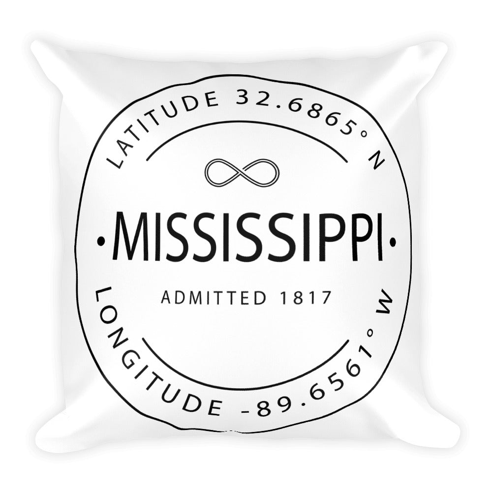 Mississippi - Throw Pillow - Latitude & Longitude