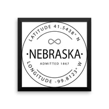 Nebraska - Framed Print - Latitude & Longitude