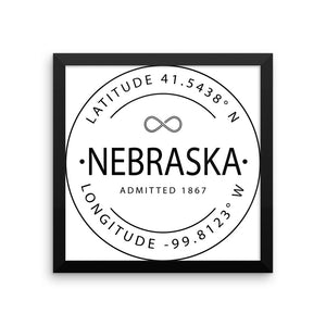 Nebraska - Framed Print - Latitude & Longitude