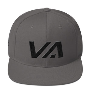 Virginia - Flat Brim Hat - Black Embroidery - VA - Many Hat Color Options Available