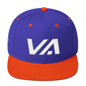 Virginia - Flat Brim Hat - White Embroidery - VA - Many Hat Color Options Available