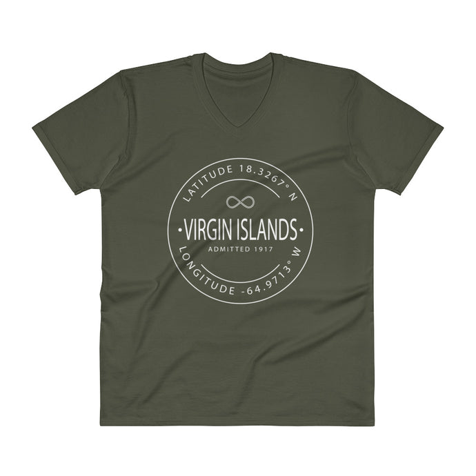 Virgin Islands - V-Neck T-Shirt - Latitude & Longitude