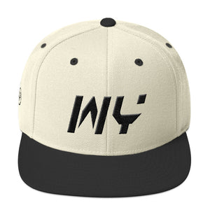 Wyoming - Flat Brim Hat - Black Embroidery - WY - Many Hat Color Options Available