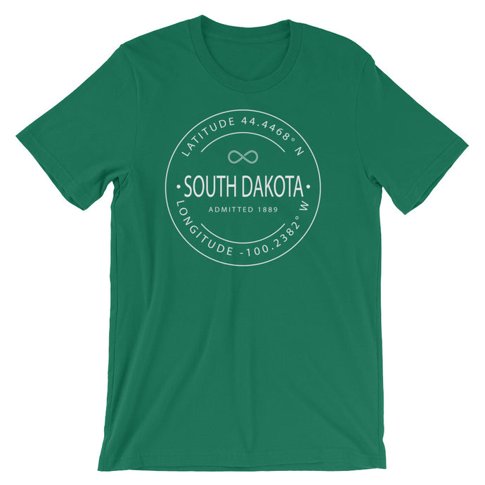 South Dakota - Short-Sleeve Unisex T-Shirt - Latitude & Longitude