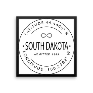 South Dakota - Framed Print - Latitude & Longitude