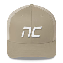 North Carolina - Mesh Back Trucker Cap - White Embroidery - NC - Many Hat Color Options Available