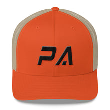 Pennsylvania - Mesh Back Trucker Cap - Black Embroidery - PA - Many Hat Color Options Available