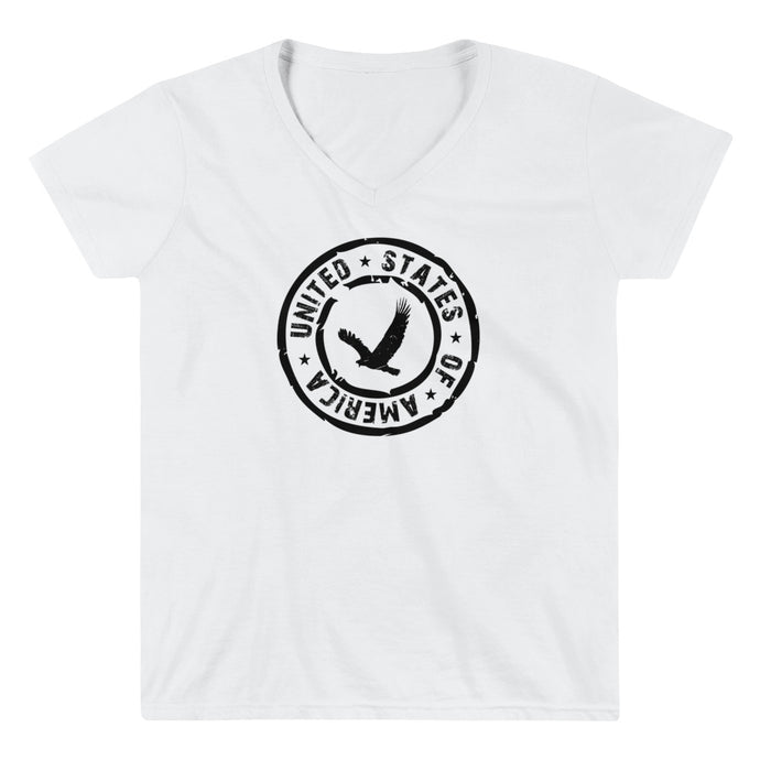 USA Design's - Women's Casual V-Neck Shirt - Eagle