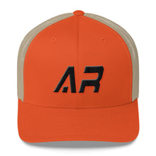 Arkansas - Mesh Back Trucker Cap - Black Embroidery - AR - Many Hat Color Options Available